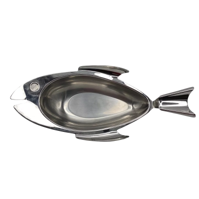 Mid Century Fish Dish By Piazza Effepi Italy 18/10 Stainless Steel Serving Dish Vintage 37 cm      (Brica S)
