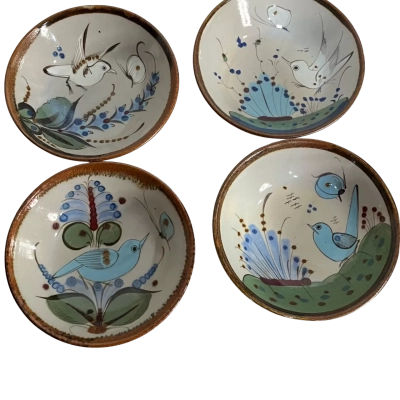 Ken Edwards Tonala Mexican folk art 4 bowls 