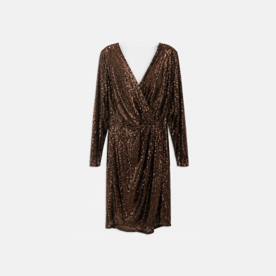 City Chic Womens Size L Razzle Bronze Sequin Dress | BNWT