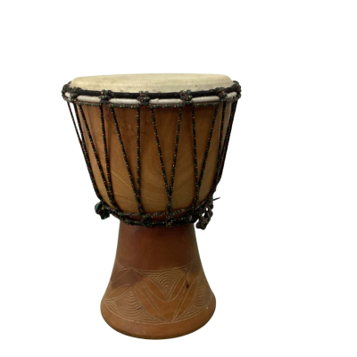 Vintage Hand-Carved Wooden Djembe Drum – Rope Tuned African/Balinese Style