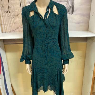 Sass & Bide Size 14 Green Print Club Dress 