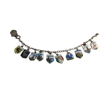 Vintage Charm Bracelet Stamped Approx 14.5cm long