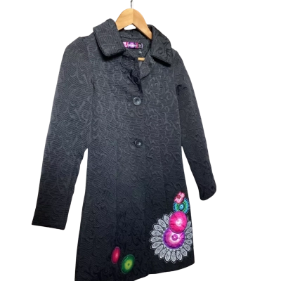 Desigual Womens  Size 11 / 12 Trench Coat Black  