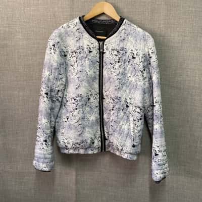 Maison Scotch Womens  Size 2 Bomber Jacket Green / White 
