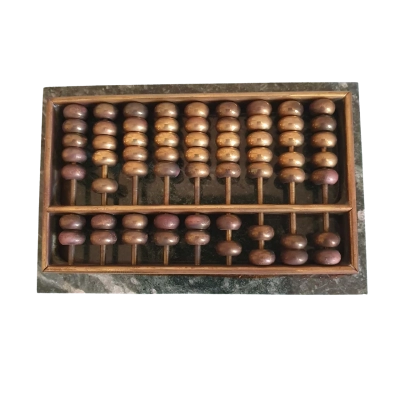 Brass Miniature Abacus on Green Marble Base