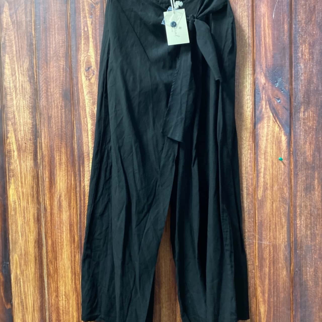 Pantalon Femme Kiton Taille 6 (US) - Noir En Lin Mixte, Plat Devant, 34,25 Pouces D'entrejambe