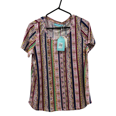 Blue Illusion Size S Linen Short Sleeve Top