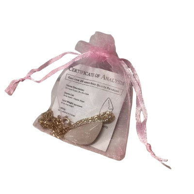 Genuine 20ct Rose Quartz Gold-Tone Pendant Necklace with Certificate