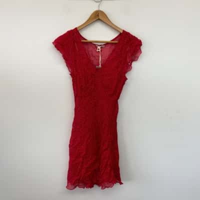 Ghanda Red Cece Spot Mini Dress  Size M 