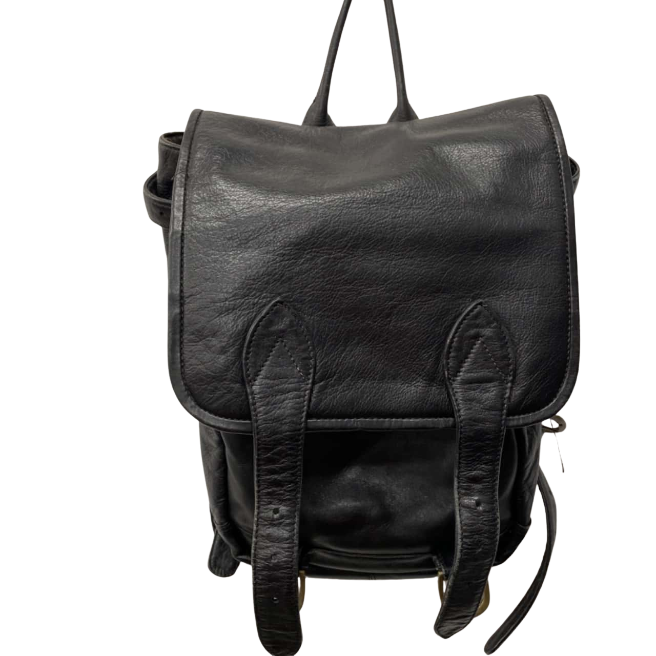 Luccea Webbing Leather Backpack Black