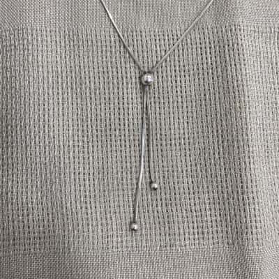  Womens 925 GHA Silver Necklace with Ball Accents 