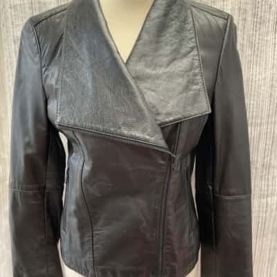 Just Jeans Womens  Size 10 Leather Jacket Black  