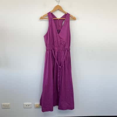 Veronika Maine Pink Purple Sleeveless Midi Dress Size 12 