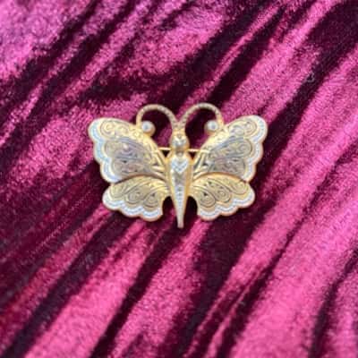 Vintage Spanish Damascene Brooch 