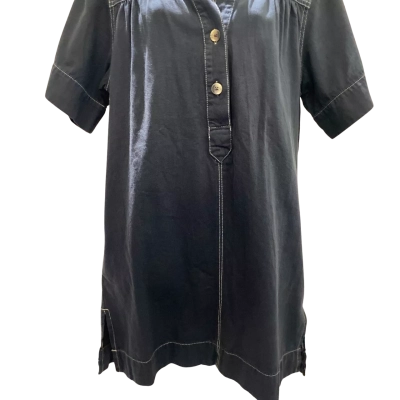CERES LIFE HALF PLACKET TUNIC DRESS IN WASHED BLACK TWILL Size XS RRP $129.99  