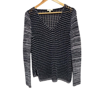 HELMUT LANG Womens  Size M V-Neck Jumper Black  / White 
