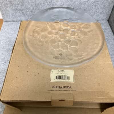 Kosta Boda “Grape” Glass Plates by Ann Warff - 2 pieces set in original box