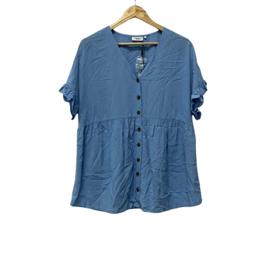 Jeanswest Women's Maternity  Size 12 Button Up Top / Short Sleeve Top Blue 