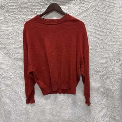 Bassike Womens Size 0 Crew Neck Linen/Cotton Knits Red