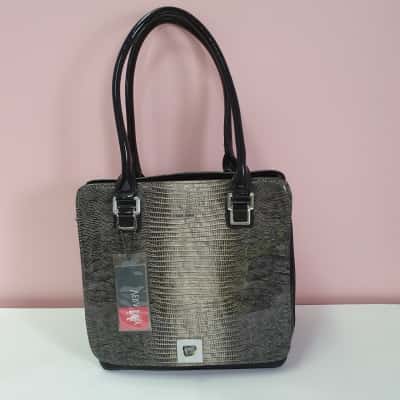Vera May Women's Grey Croc Pattern Handbag - New With Tags