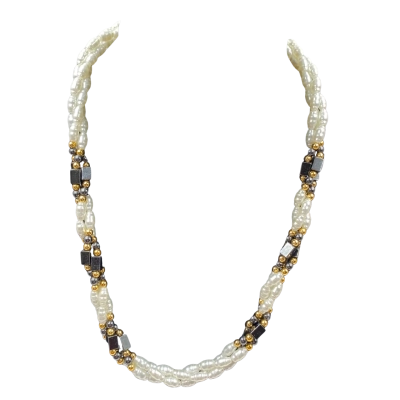  Women's Beaded Necklace Black  / Gold / Pearl 