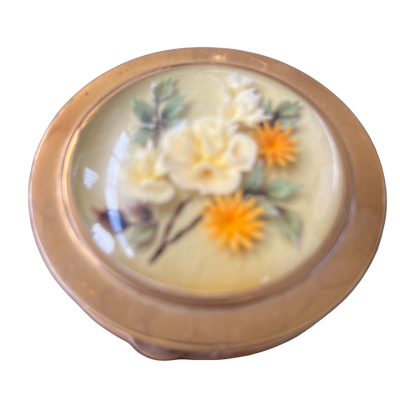 Vintage Powder Compact Mirror Case Floral