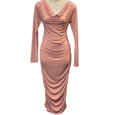 Boohoo Womens Size 10 Bodycon/Long Sleeve/Midi Dress Pink