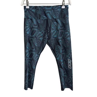 As New Lorna Jane Womens Spiral Capri Leggings Size S Black/ Blue 