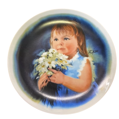 Donald Zolan decorative plate - child with flower posy "for you"