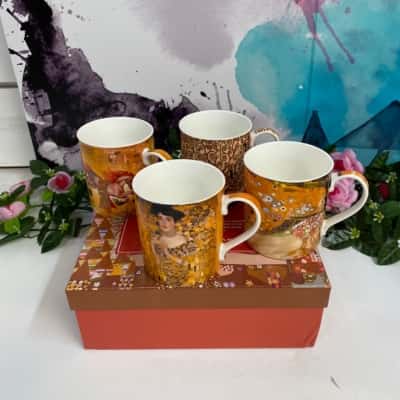 Gustav Klimt set of 4 fine china mugs New