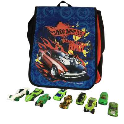 Hot Wheels Backpack and Cars as pictured