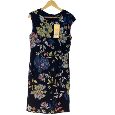 Liz Jordan - Black Floral Sleeveless Print Dress (Size 10)