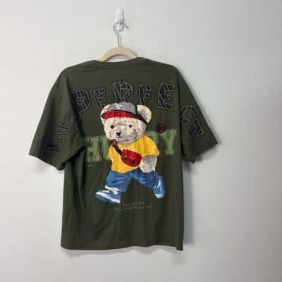 French cuff Mens  Size L Short Sleeve T-shirt Green 