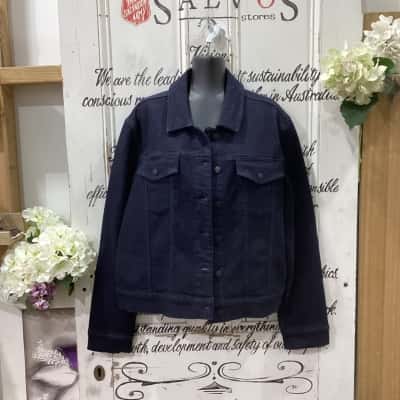 Vassalli Brand! DESIGNED IN NEW ZEALAND! BNWT COLOUR; INK TEXTURE! RRP $169.00! Womens  Size 18 Denim Jacket Navy Blue 