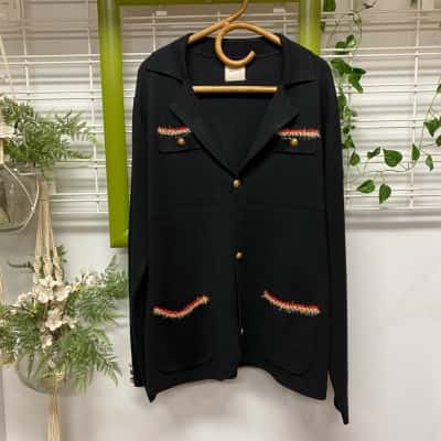 Orttu  Mens  Size L / M Button Down Cardigan Black  