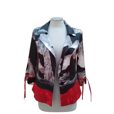 Womens Didier Parakian Blazer Black  / Grey / Red Size 40