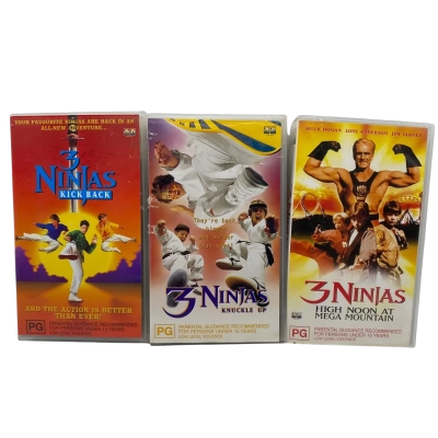 3 x VHS 3 Ninjas Videos High Noon, Knuckle Up & Kick Back 