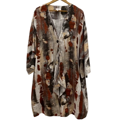 Isolde Roth Women's 100% Linen Jacket One Button With Pockets Size 26 / 28 Multicoloured 