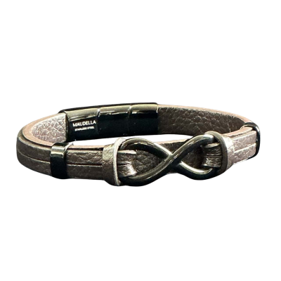 Mens Maundella Stainless steel and leather infinity bracelet 