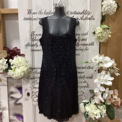 CHELSEA BRAND! BNWT RRP $159.00! GORGEOUS BEADED EXTERIOR DETAILING THROUGHOUT THIS GARMENT! Womens  Size 12 Bodycon Dress / Midi Dress / Sleeveless Dress  Black  