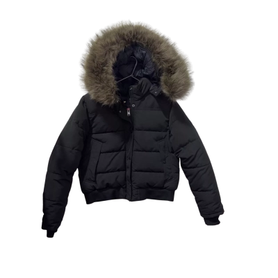 Superdry Everest Faux Fur Black Puffer Jacket Size 16  