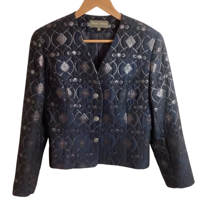 Perri Cutten Australia Vintage Quilted Evening Jacket with Ornate Buttons – Size M