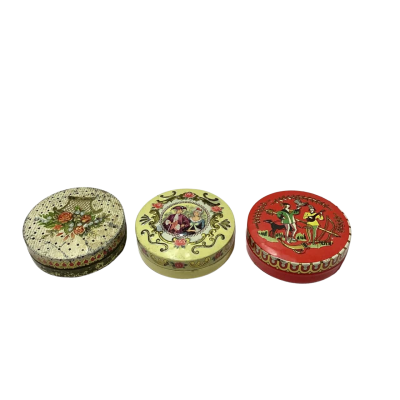 3 Small Vintage Boiled Sweets Tins From 1960s 7 cm x 2 cm   Brica 1 