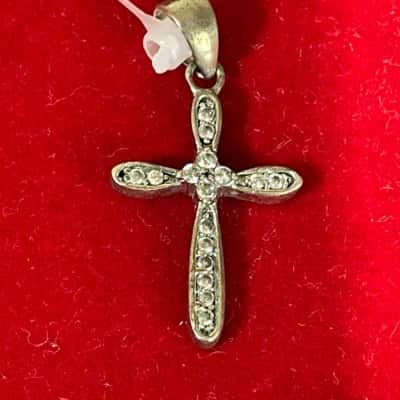 925 Marked Cross Pendant w/ Stones 
