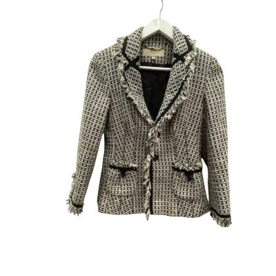 Karen Millen Womens  Size 12 Blazer Black  / Check-ish/ White 
