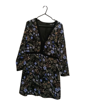 Boohoo Womens Casual Long Sleeve Dress Black  / Multicoloured  Size 16 