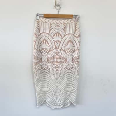 Bardot Orchid White Flora Lace Skirt Size 8 