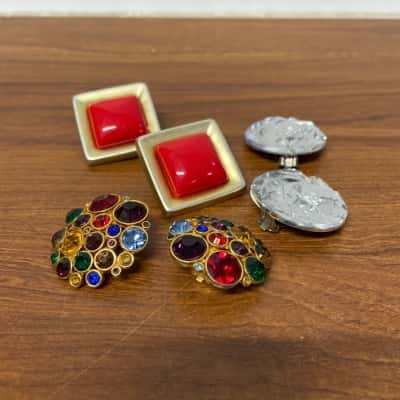 Collection of 3 pairs of clip on earrings 