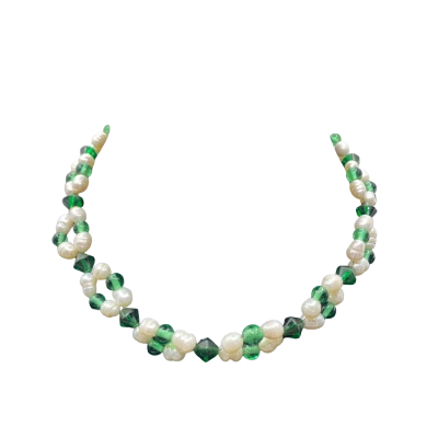  Women’s Beaded Necklace Green / Pearl / Silver 
