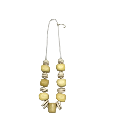 Adorne Yellow & White Wooden Beaded Necklace - BNWT - RRP$29.95